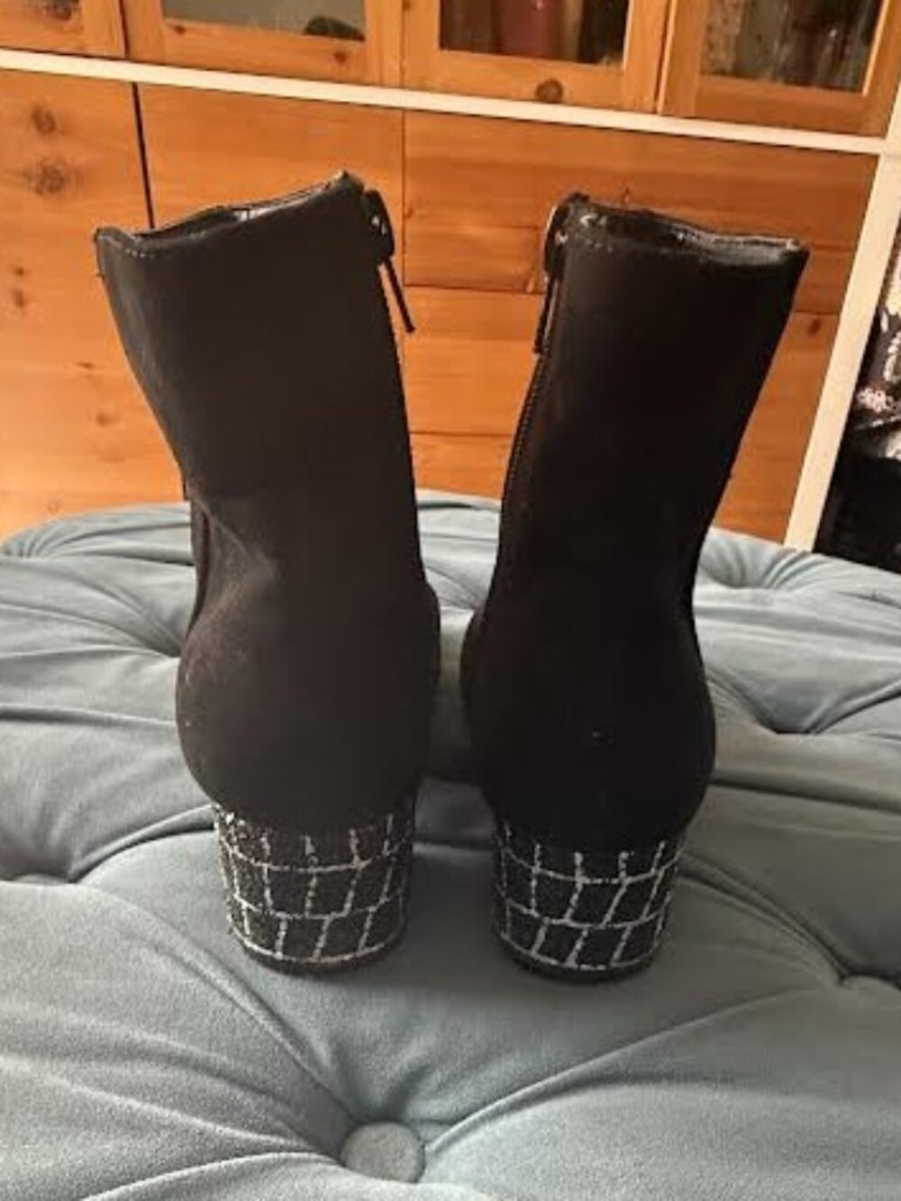 La Perle Rouge Black Suede Boots Size 37 (US 6.5)